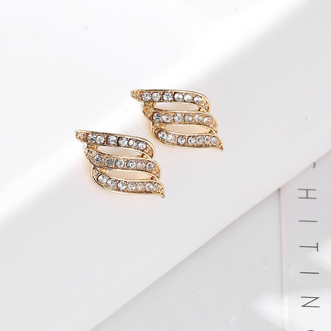 Make Wings Earrings Feather Diamond Stud Earrings