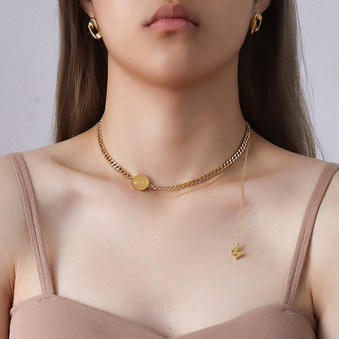 The Letter M Word Multiply Wears Necklace Female Collarbone Chain