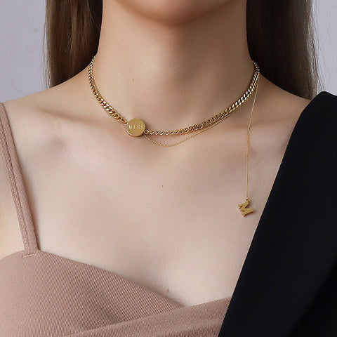 The Letter M Word Multiply Wears Necklace Female Collarbone Chain