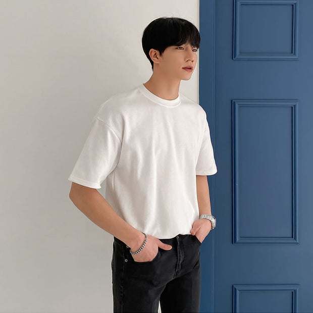 Men''s Loose Solid Color T-shirt Men''s Short Sleeve