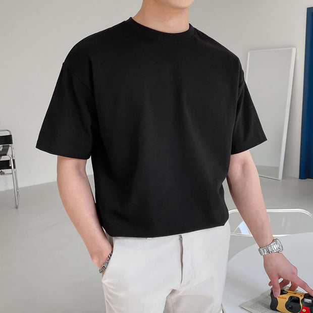 Men''s Loose Solid Color T-shirt Men''s Short Sleeve